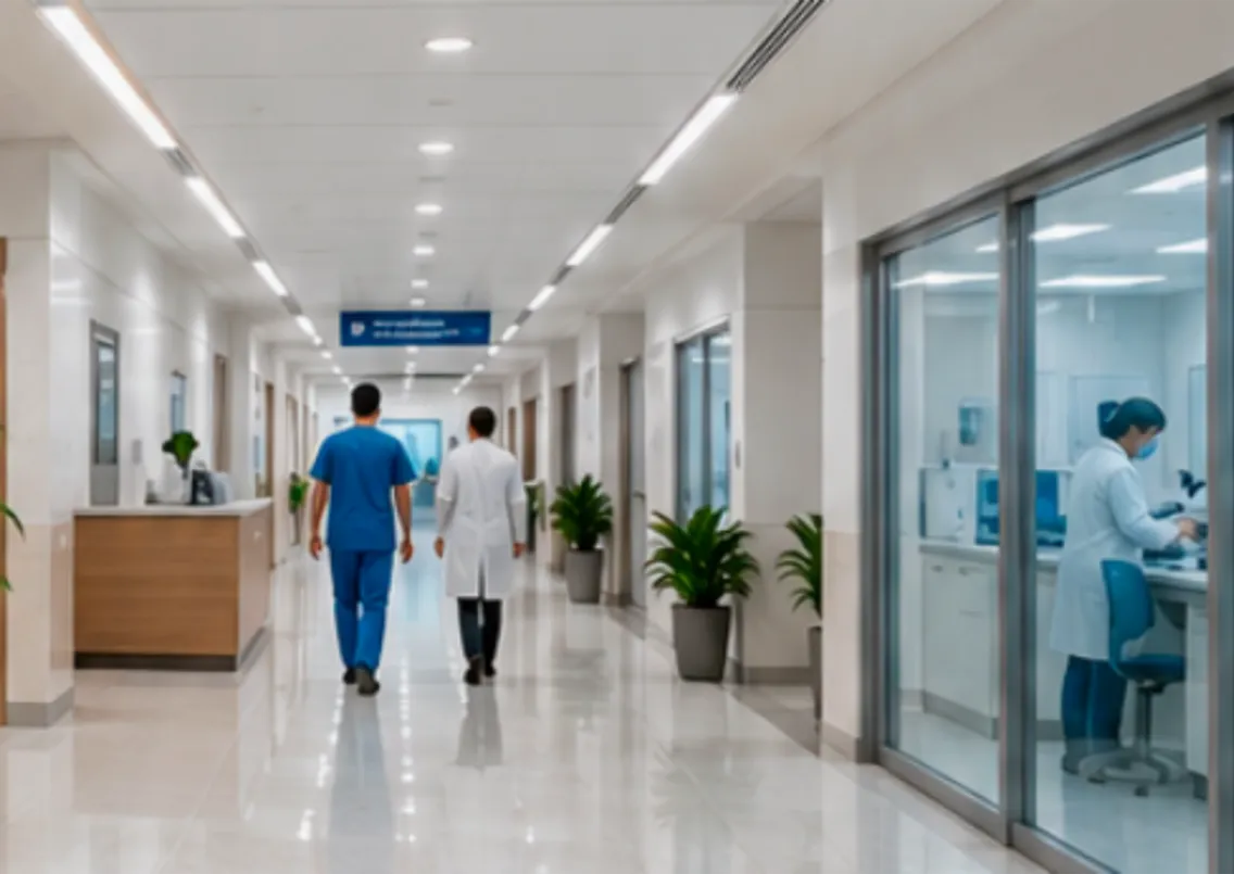 Inside Ocean Medcity hospital corridor